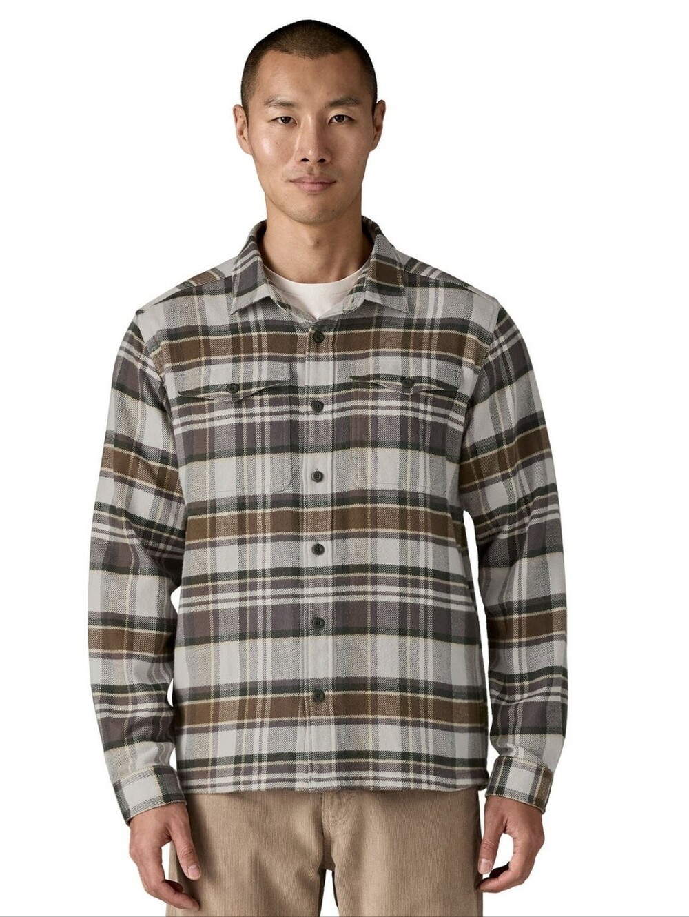 Patagonia Men's Fjord Flannel Shirt in Blizzard Salt Grey Size Medium